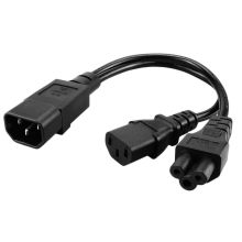 IEC 320 C14 3Pin Male to C5 Female + C13 Female Power Adapter Cable, Y Type Splitter Power Cord